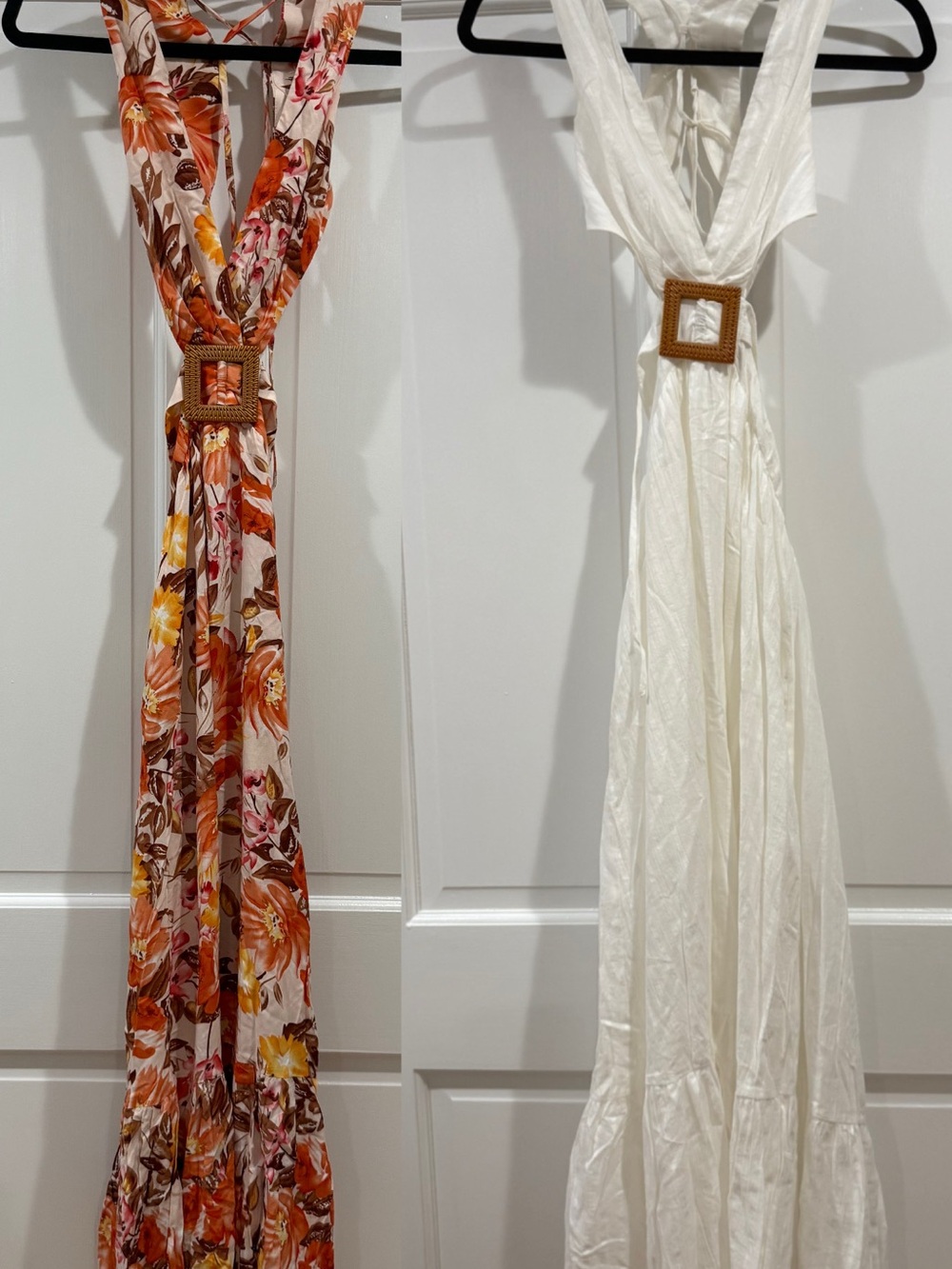 12th Tribe All About May set of two Floral Orange & Ivory Maxi Dress Set 2